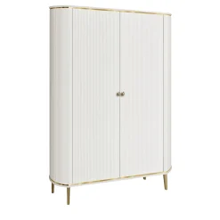 Morello Gianpaolo Cabinets<White 2-Door Wardrobe with Gilded Accents
