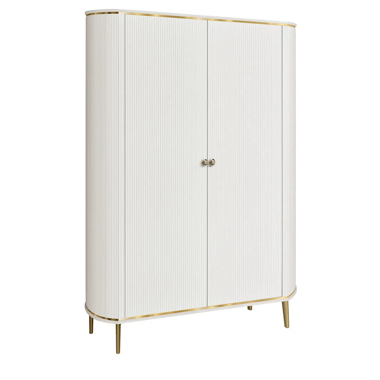 Morello Gianpaolo Cabinets<White 2-Door Wardrobe with Gilded Accents