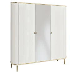 Morello Gianpaolo Cabinets<White 3-Door Wardrobe with Mirror in Central Door