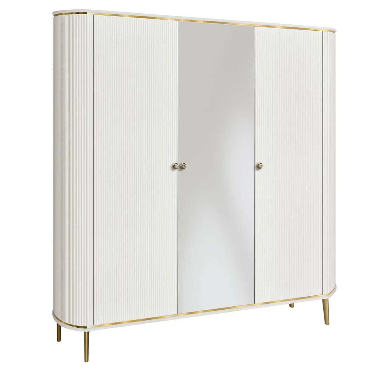 Morello Gianpaolo Cabinets<White 3-Door Wardrobe with Mirror in Central Door