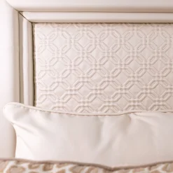 CG Capelletti Beds<White Leather & Golden Bronze Double Canopy Bed