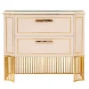 CG Capelletti Nightstands<White Leather & Gold-plated Brass Nightstand