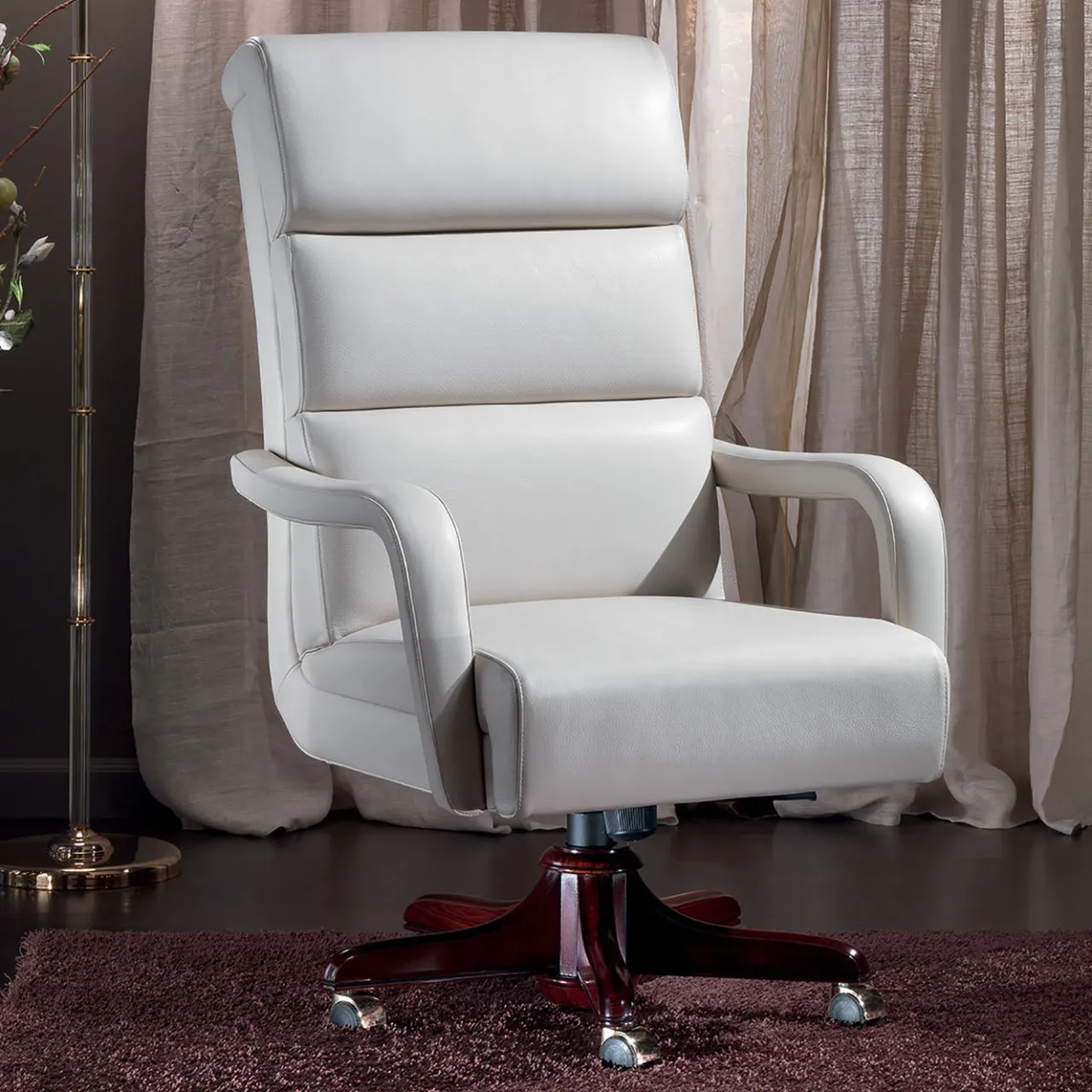 Marzorati Office Chairs<White Leather Armchair