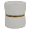 Guerra Vanni Ottomans & Poufs<White Leather Pouf with Gold Rings from Studio Privè Collection