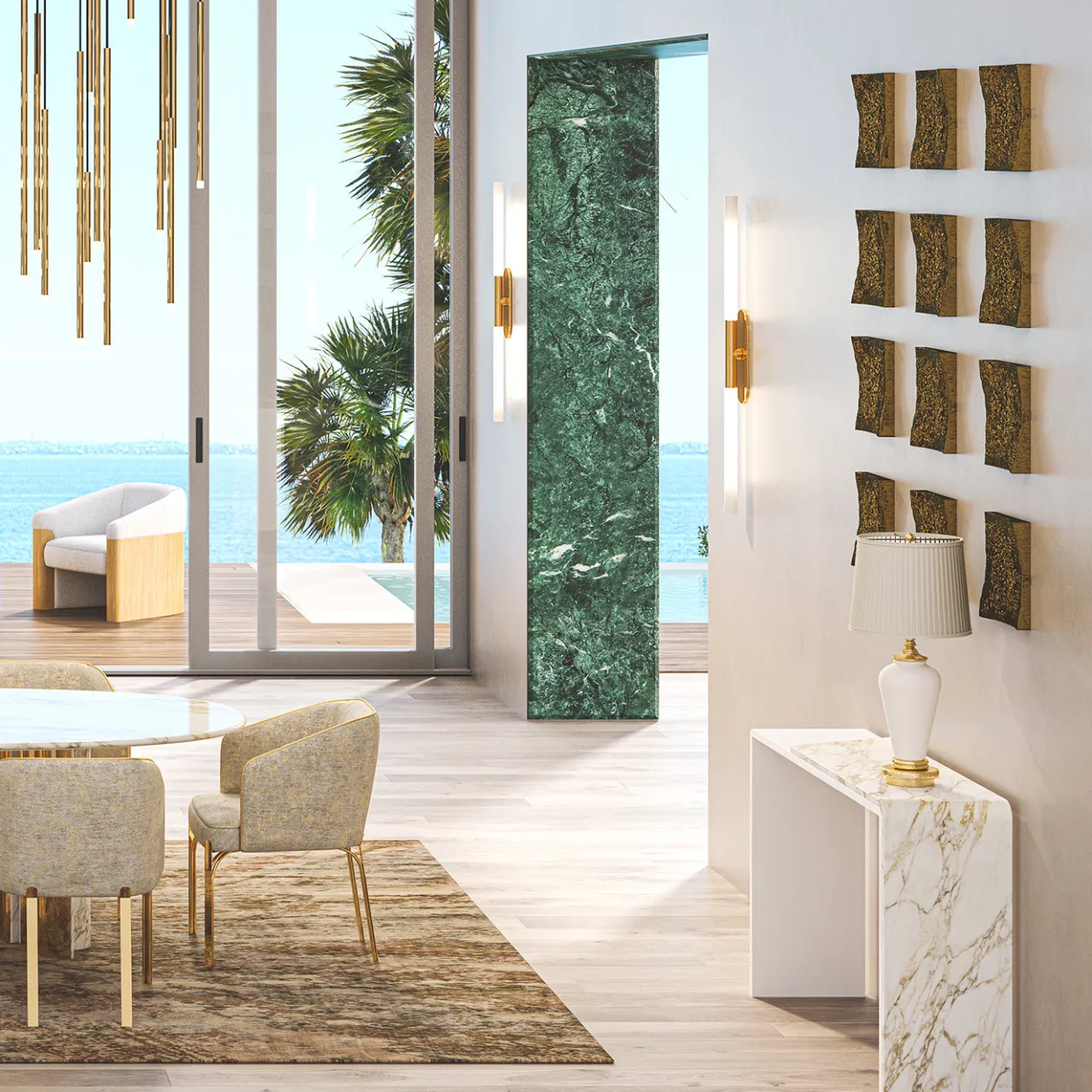 Morello Gianpaolo Consoles<White Marble-Effect Wood Console