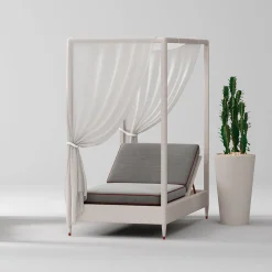 CPRN Homood Outdoor Chaises & Daybeds<White 1-Seater Daybed with Canopy