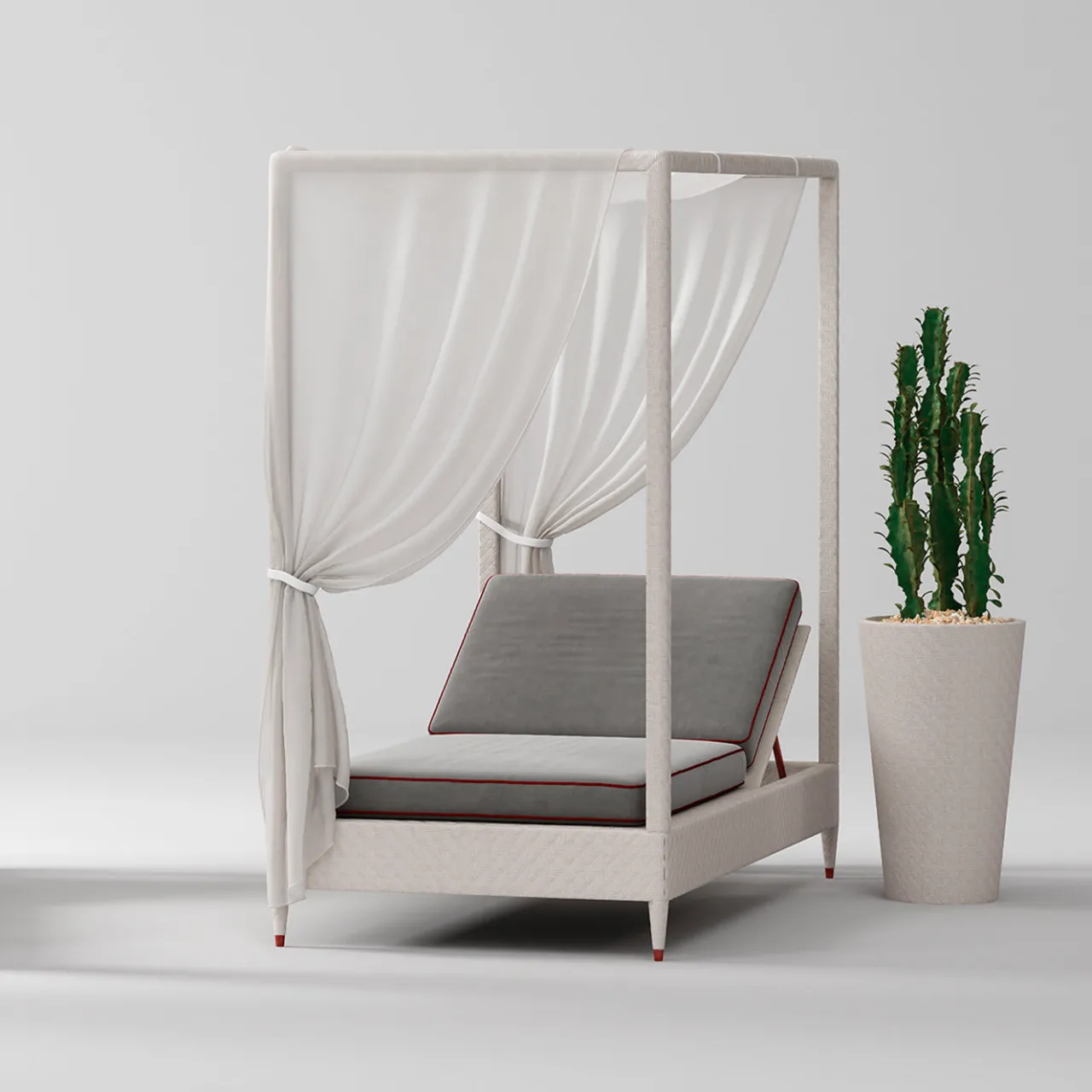 CPRN Homood Outdoor Chaises & Daybeds<White 1-Seater Daybed with Canopy