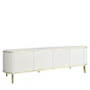 Morello Gianpaolo Sideboards Buffets<White TV Stand with Four Doors and Gilded Metal Accents