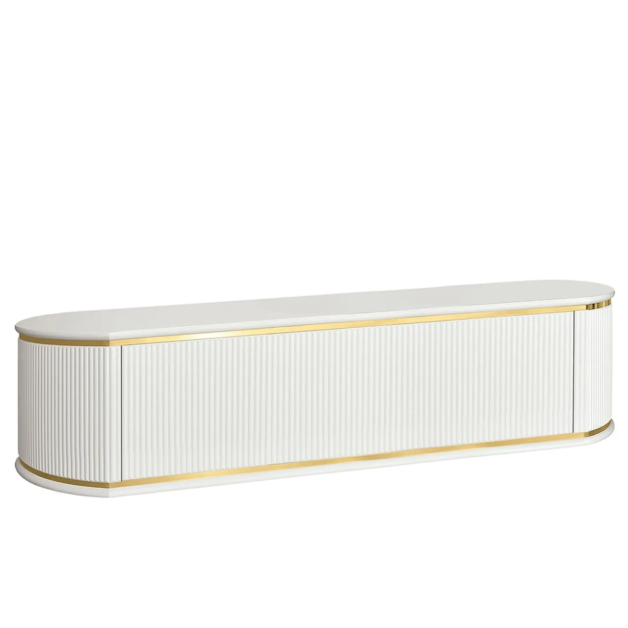 Morello Gianpaolo Sideboards Buffets<White Wall Sideboad with Hinged Door and Gilded Accents