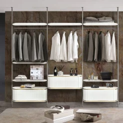 Morello Gianpaolo Sideboards Buffets<White Wall Sideboad with Hinged Door and Gilded Accents