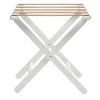 Montina Stools<White Wood & Leather Luggage Stand