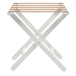 Montina Stools<White Wood & Leather Luggage Stand