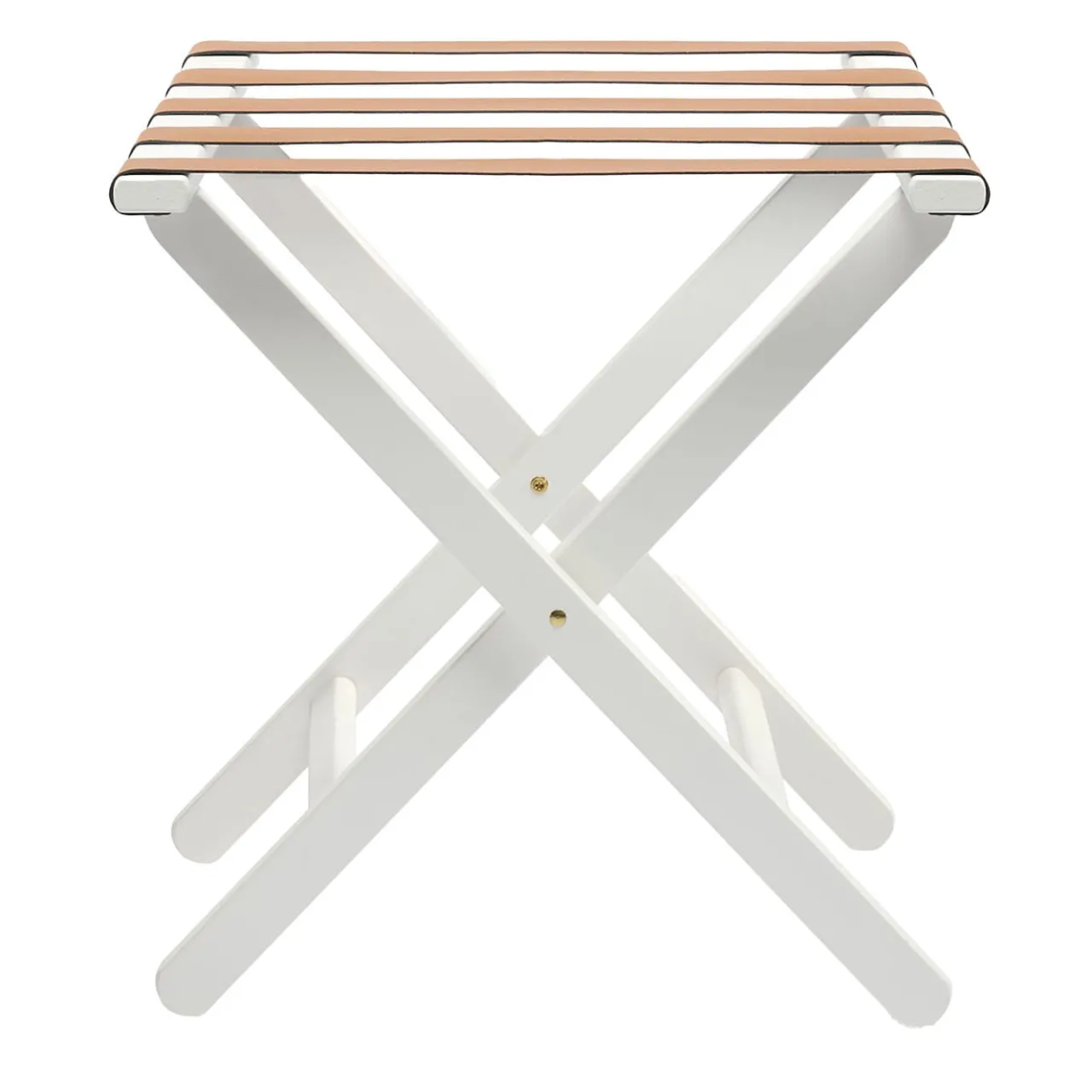 Montina Stools<White Wood & Leather Luggage Stand