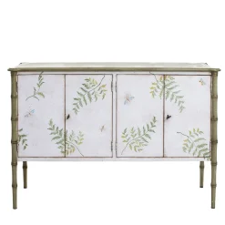 Porte Italia Cabinets<White-Green Lombardia Bamboo Cabinet with Ferns and Butterflies