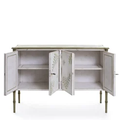Porte Italia Cabinets<White-Green Lombardia Bamboo Cabinet with Ferns and Butterflies