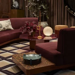 Fratelli Boffi Sofas<Wild Back Curved Red Wine Sofa by Lorenza Bozzoli