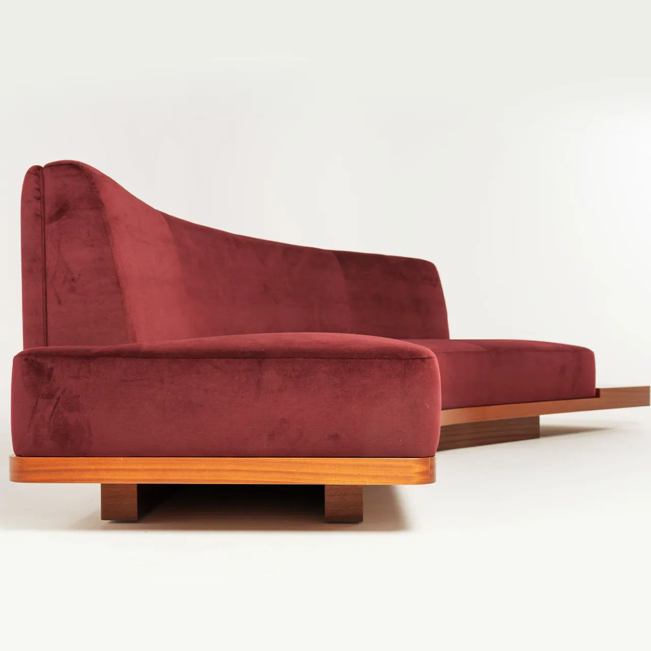 Fratelli Boffi Sofas<Wild Side Curved Red Wine Sofa with Table by Lorenza Bozzoli