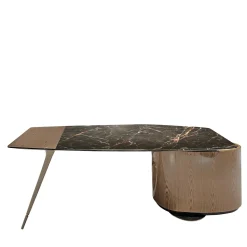 Visionnaire Desk & Writing Tables<Wilshire Brown Glossy Wood With Black Marble Top Writing Desk