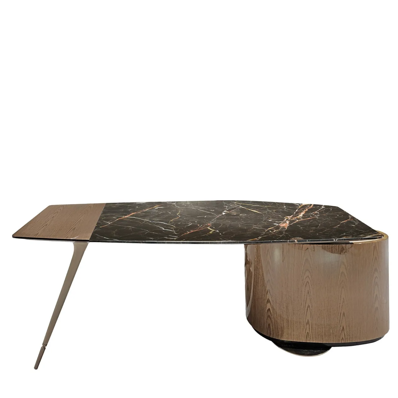 Visionnaire Desk & Writing Tables<Wilshire Brown Glossy Wood With Black Marble Top Writing Desk