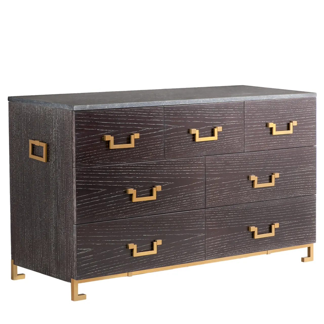 Chelini Dressers<Wood and Brass Sideboard by Michele Bonan