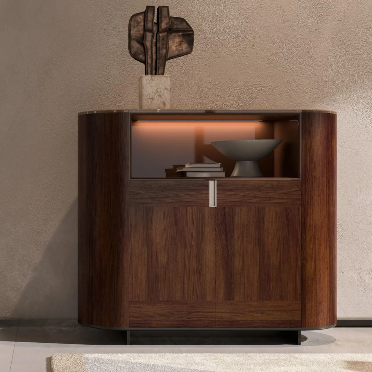 CPRN Homood Bar Cabinets<Wood Cabinet With Marble Top
