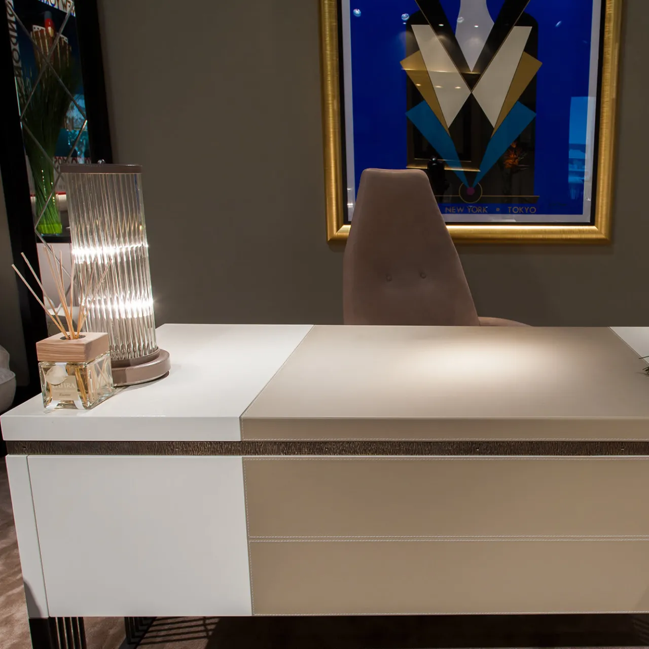Radice Desk & Writing Tables<Wooden And Metal Frame Eva Desk With Drawers