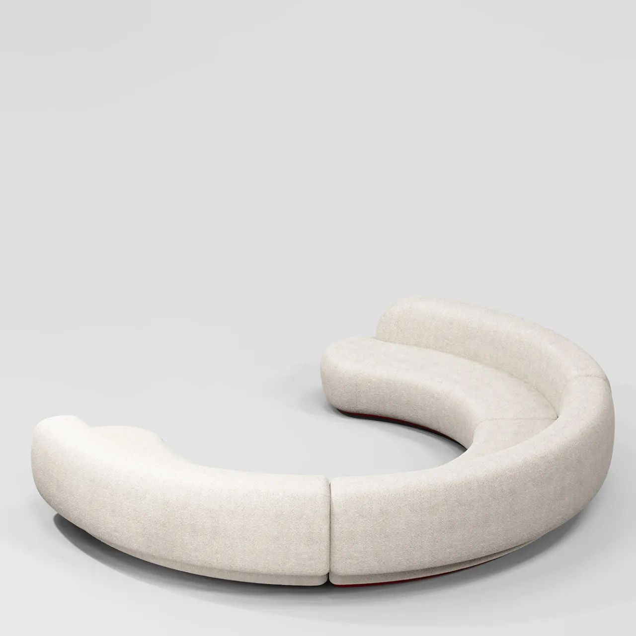 Secolo Sofas<Yamata Curved Pearl Bush bouclé & bordeaux glossy wood Modular Sofa by Artefatto Design Studio