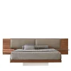 Modesign Beds<York Soft Stone Leather & Canaletto Walnut Double Bed