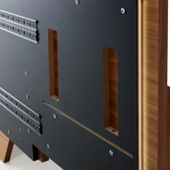 Modesign Beds<York Soft Stone Leather & Canaletto Walnut Double Bed