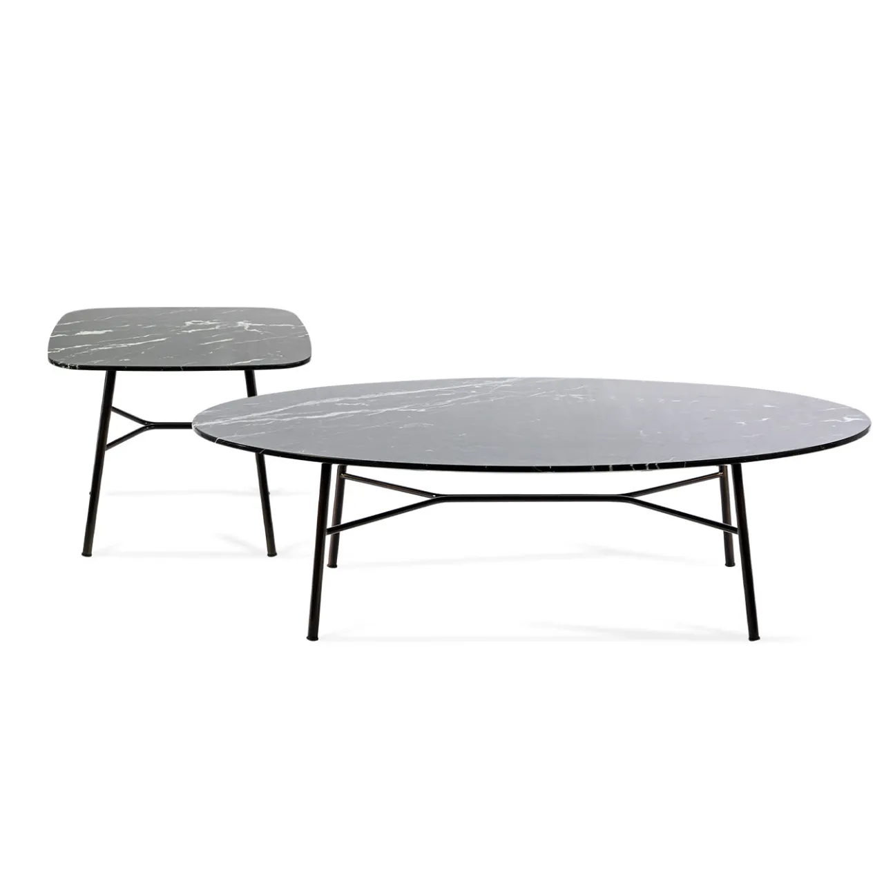TrabA' Coffee Tables<Yuki Oval Coffee Table with Black Marquinia Top # 1 by Ep Studio