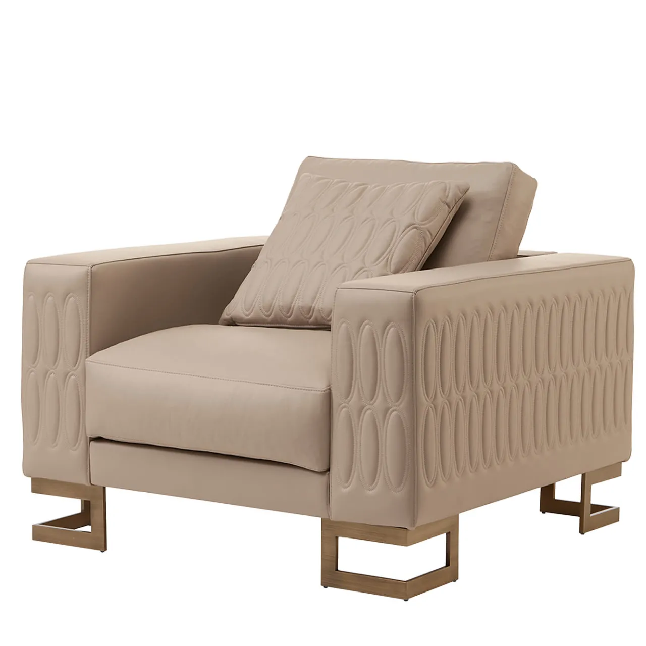 Franco Bianchini Armchairs<Zaffiro Square-Based Beige Armchair