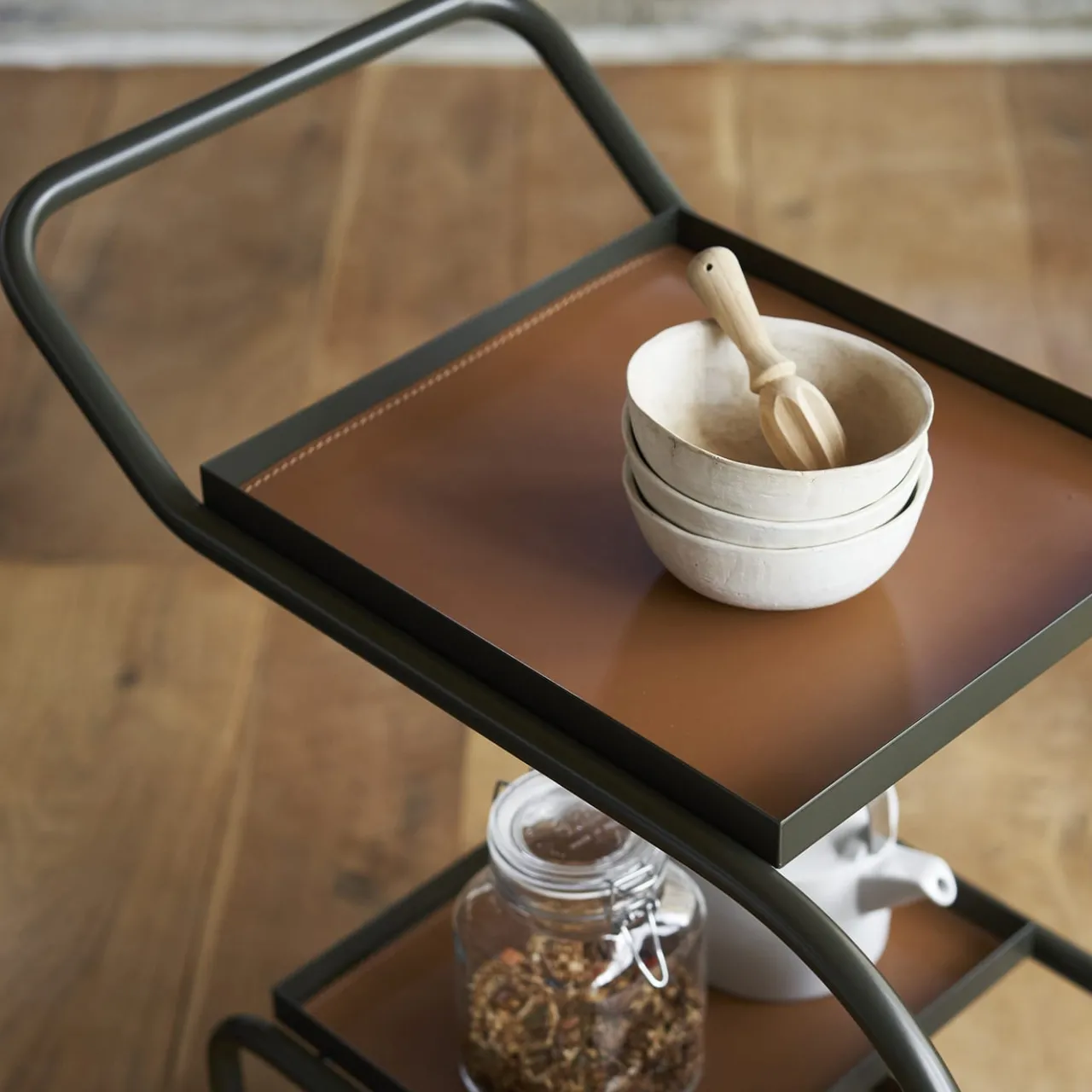 Opinion Ciatti Serving Tables<Zenzero Dark-Green Wheeled Bar Cart by Sameer Alameen