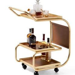 Opinion Ciatti Serving Tables<Zenzero Gold Leaf Wheeled Bar Cart by Sameer Alameen