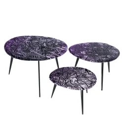 Ghirò Studio Nesting Tables<Zig-Zag Set Of Three Amethyst Crystal Coffee Tables