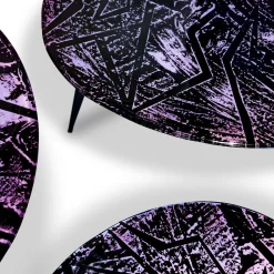 Ghirò Studio Nesting Tables<Zig-Zag Set Of Three Amethyst Crystal Coffee Tables