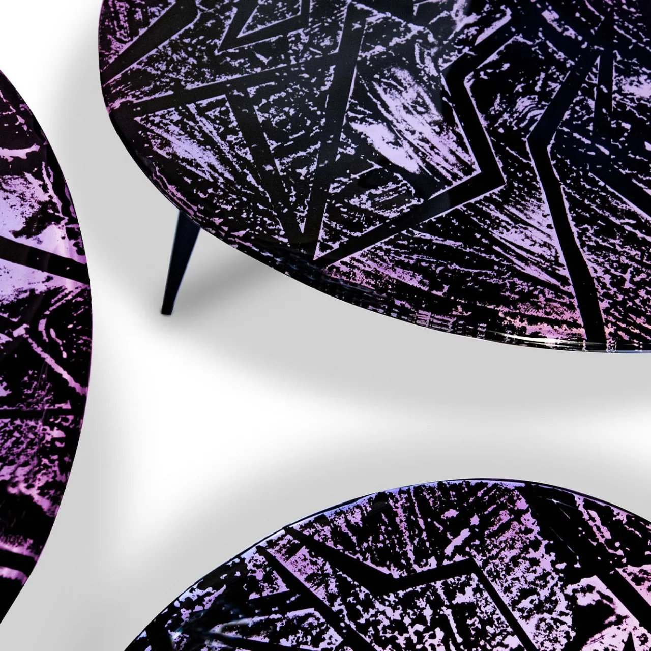 Ghirò Studio Nesting Tables<Zig-Zag Set Of Three Amethyst Crystal Coffee Tables