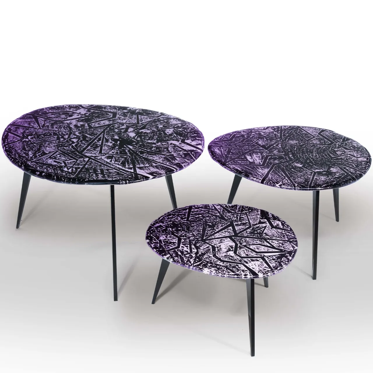 Ghirò Studio Nesting Tables<Zig-Zag Set Of Three Amethyst Crystal Coffee Tables