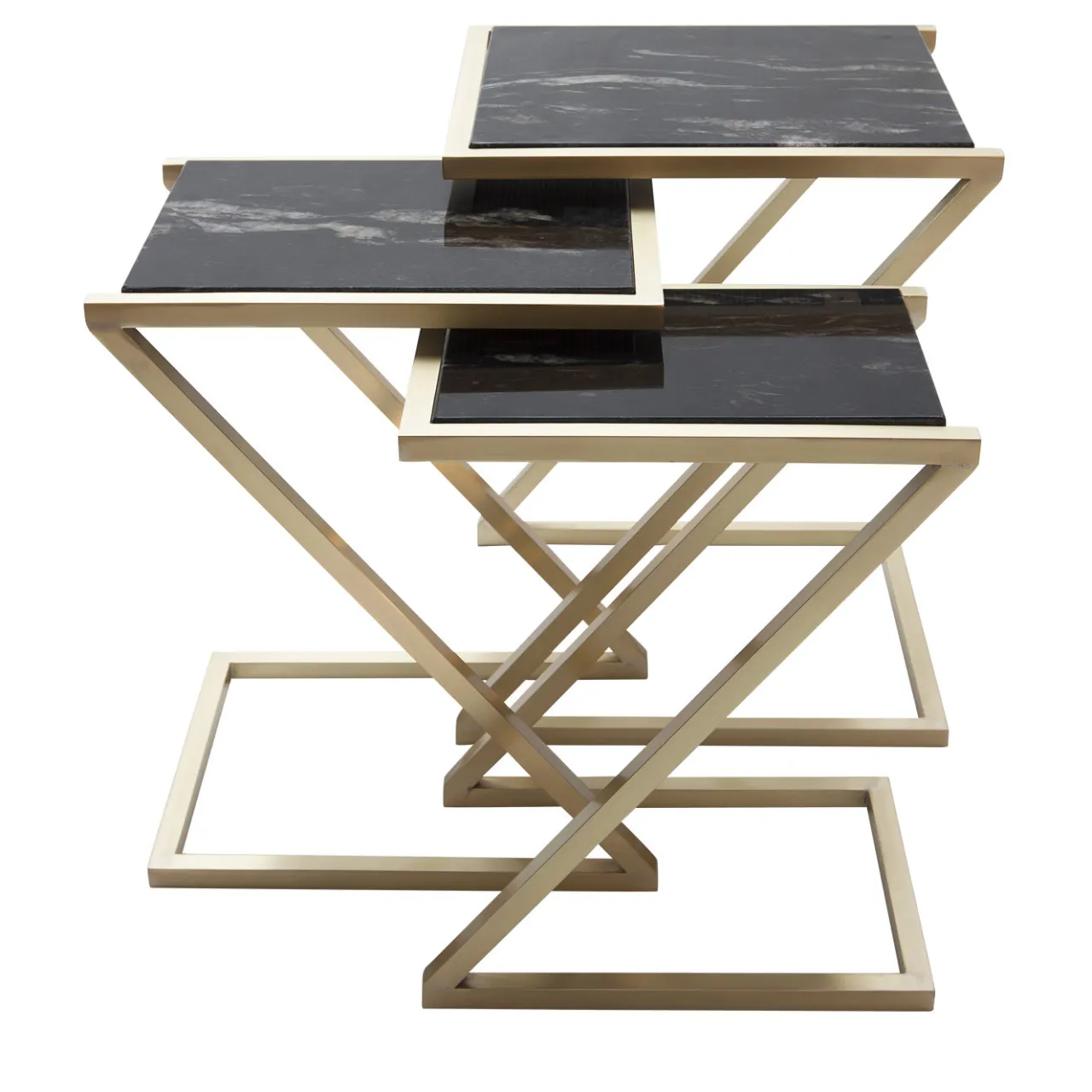 Francesco Della Femina Nesting Tables<Zumm Zum Zu Set of 3 Black Marble Nesting Tables