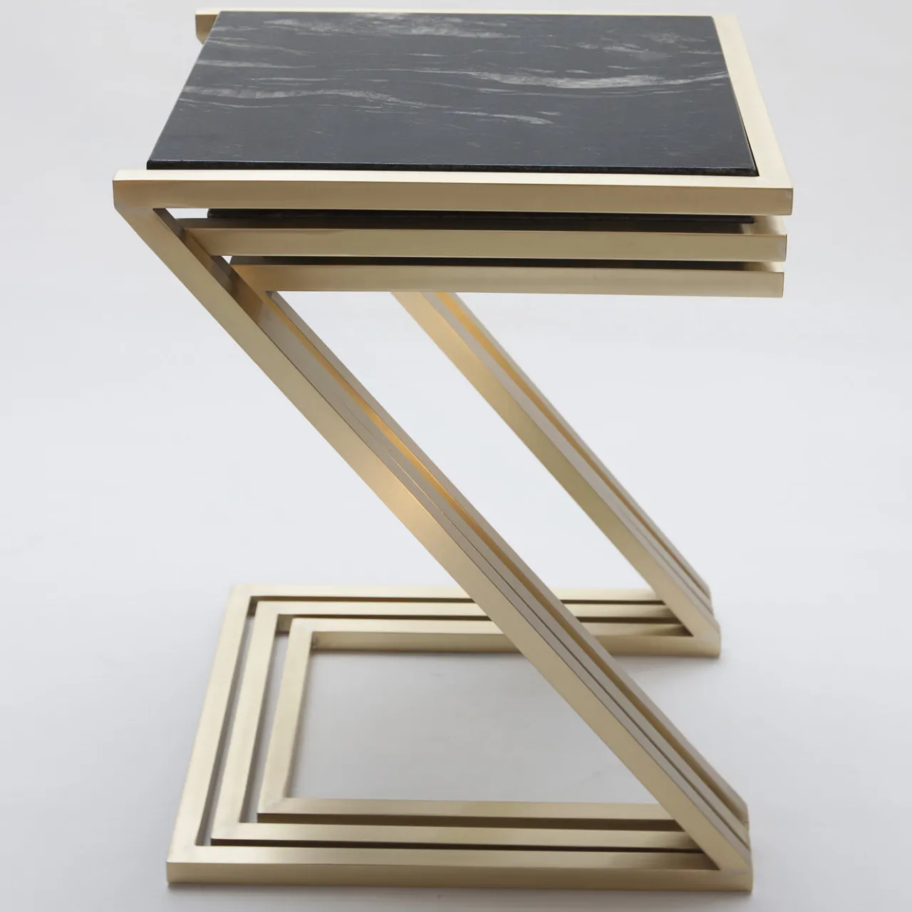 Francesco Della Femina Nesting Tables<Zumm Zum Zu Set of 3 Black Marble Nesting Tables