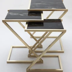 Francesco Della Femina Nesting Tables<Zumm Zum Zu Set of 3 Black Marble Nesting Tables