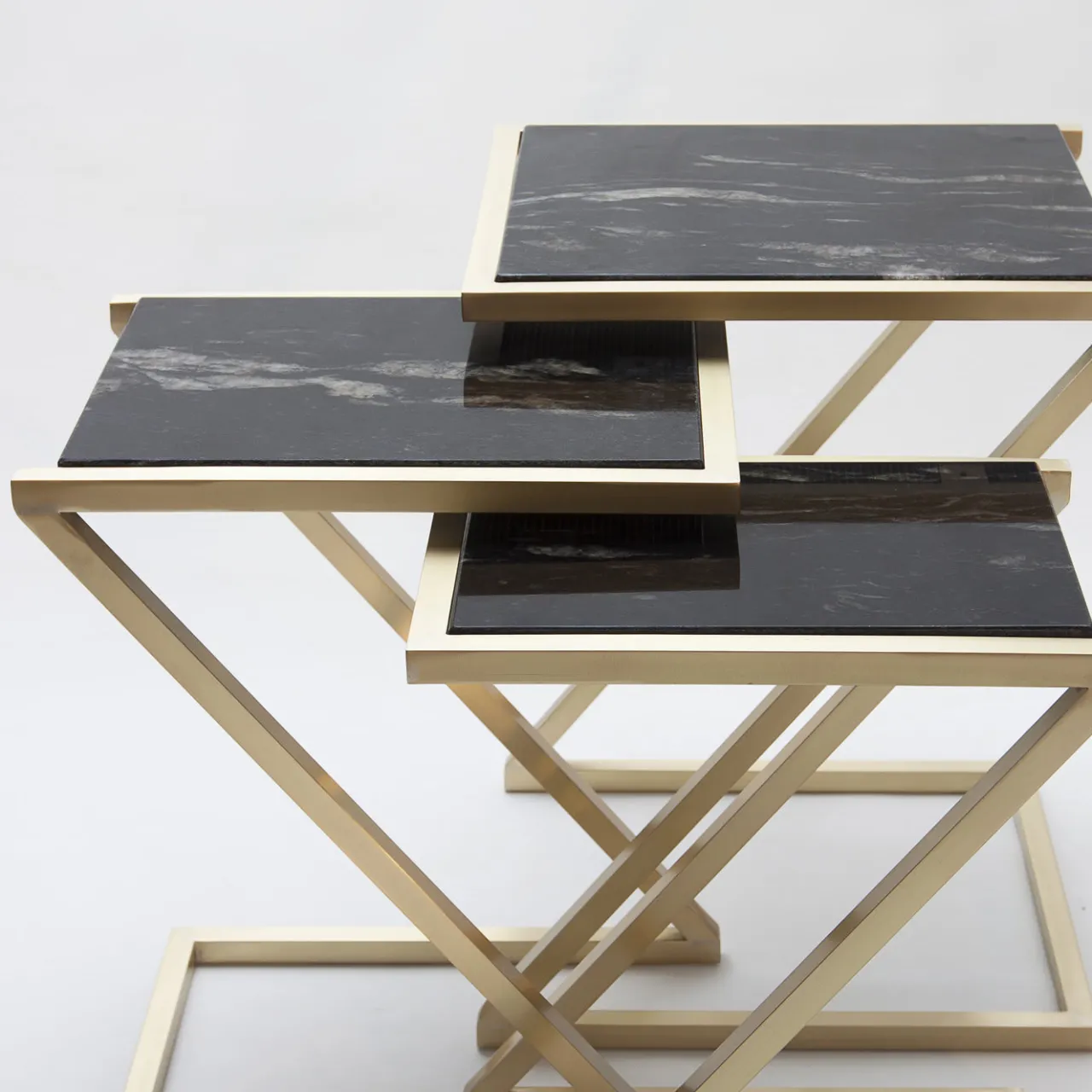 Francesco Della Femina Nesting Tables<Zumm Zum Zu Set of 3 Black Marble Nesting Tables