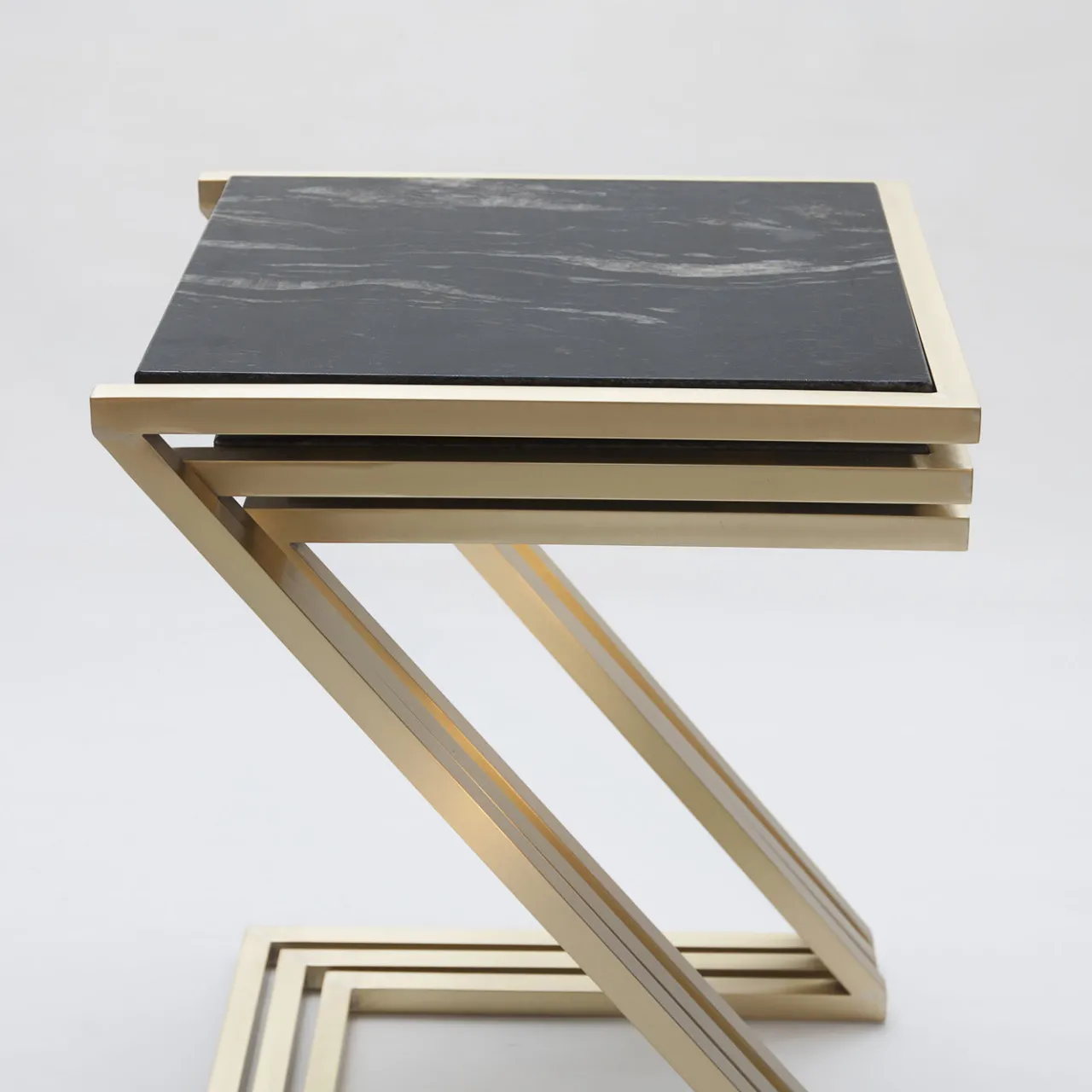 Francesco Della Femina Nesting Tables<Zumm Zum Zu Set of 3 Black Marble Nesting Tables