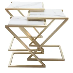 Francesco Della Femina Nesting Tables<Zumm Zum Zu Set of 3 White Marble Nesting Tables