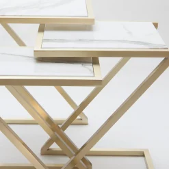 Francesco Della Femina Nesting Tables<Zumm Zum Zu Set of 3 White Marble Nesting Tables